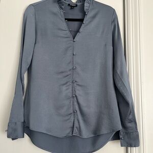 Express Women's Gray Button-Up Top